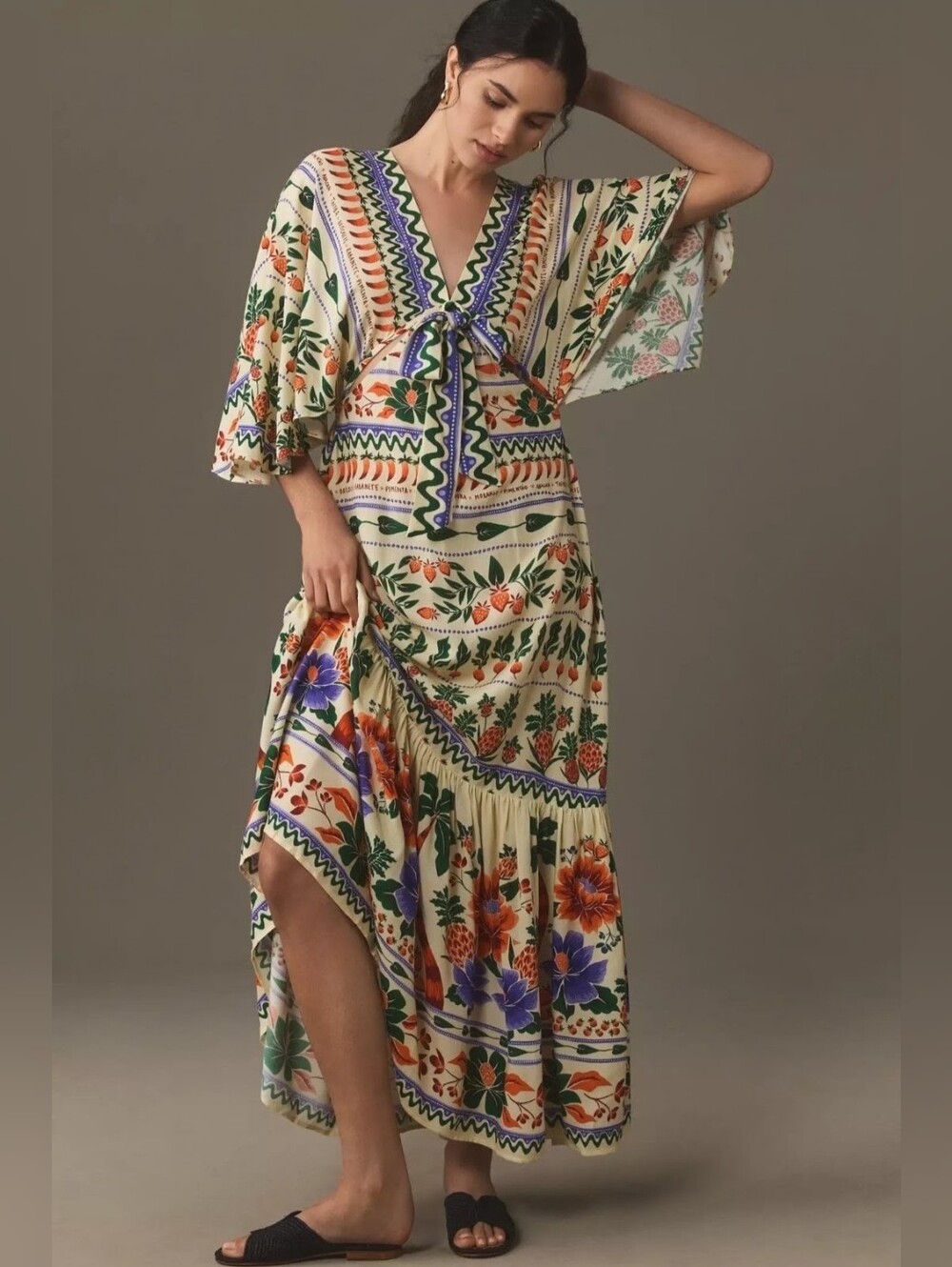 FARM Rio Cut-Out Kaftan Maxi Dress in Neutral